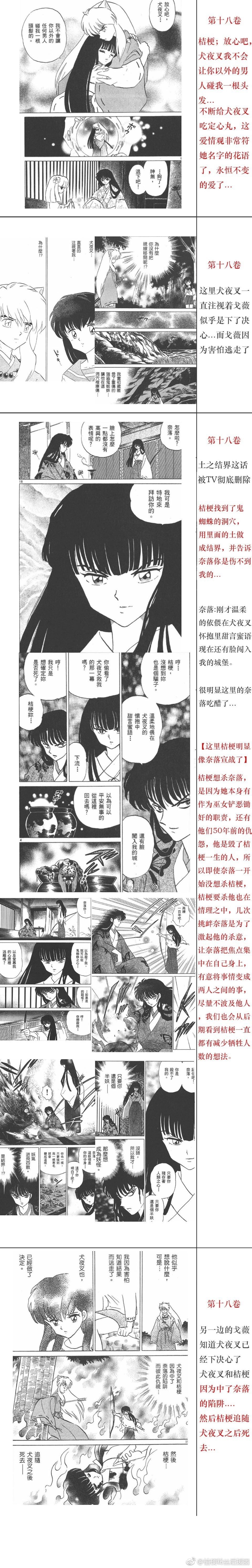 犬夜叉tv监督池田成魔改桔梗删改犬桔告白和奈桔主线剧情的对比118卷