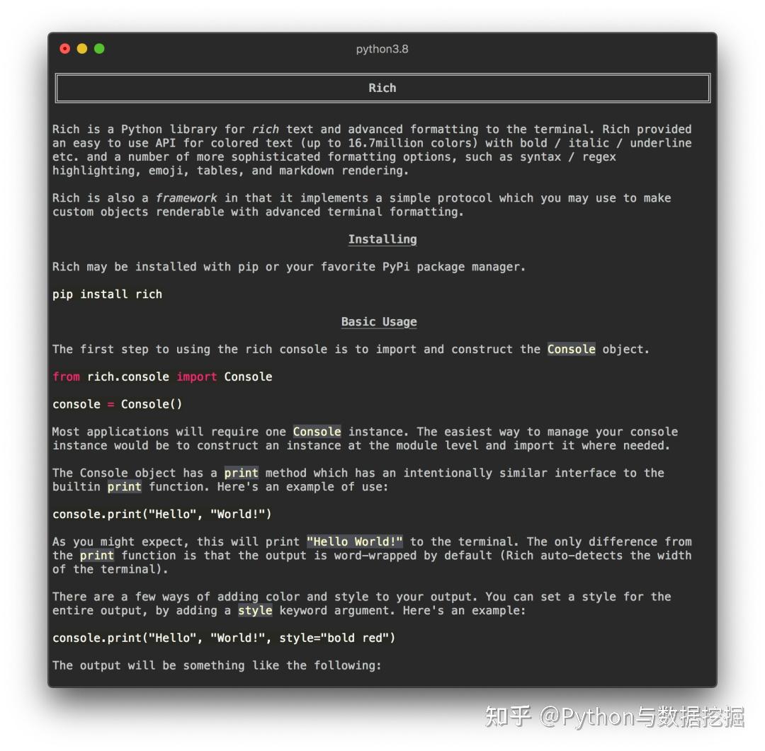 Rich:Python开发者的完美终端工具! - 知乎