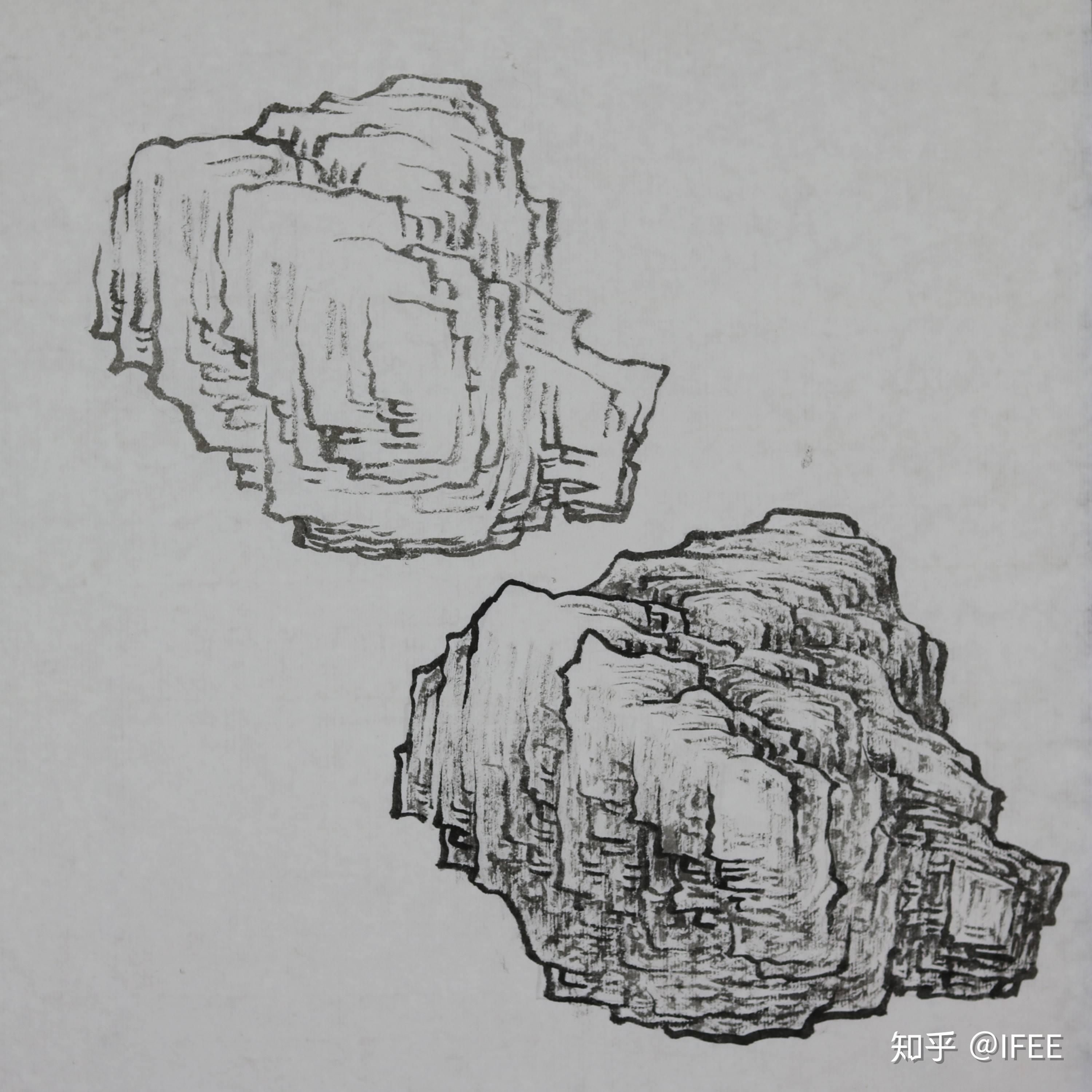 基础技法 山石皴法 ｜张伟平：斧劈皴、豆瓣皴的画法 - 美术名家课堂