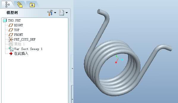 proecreo一步vss教你如何画出两头带勾的弹簧