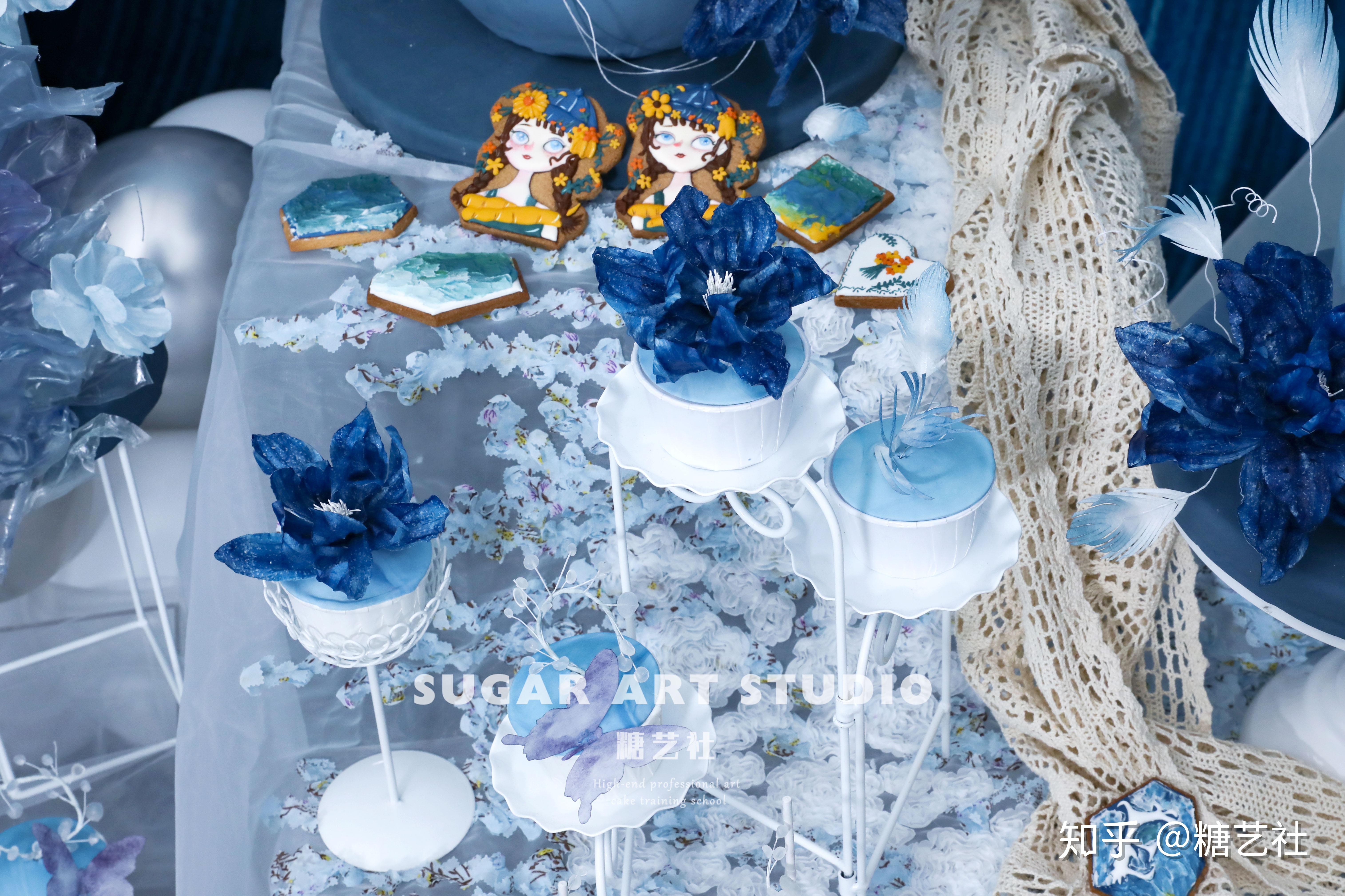 糖艺社婚礼甜品台作品分享蓝色婚礼