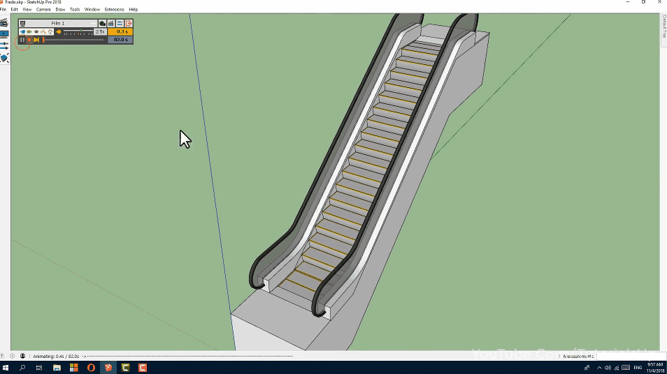 如何使用sketchup制作自动扶梯动画效果?