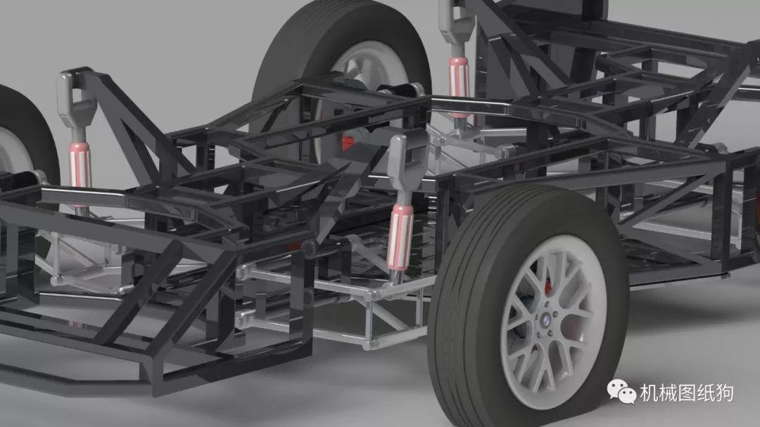汽车轿车开源四轮车框架3d数模图纸solidworks设计