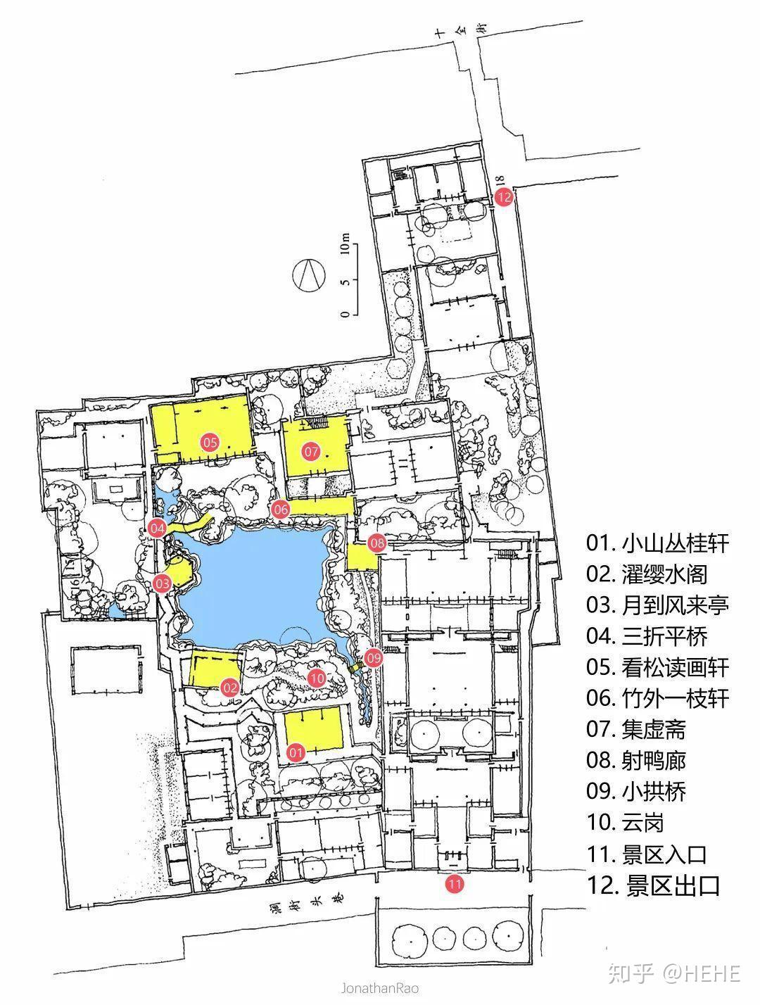 网师园平面图手绘图片