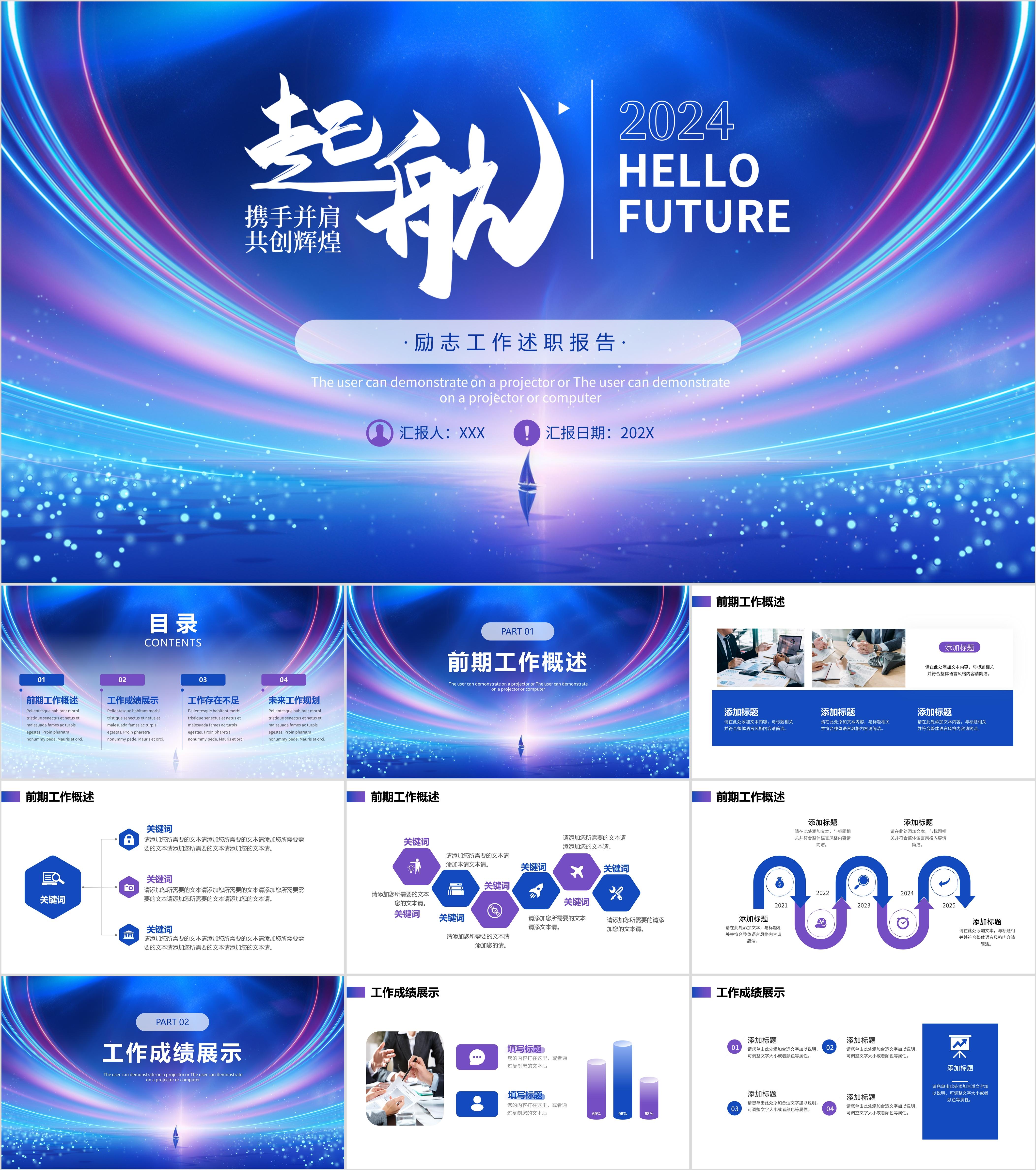 最新40套高质量2024工作述职报告ppt模板!