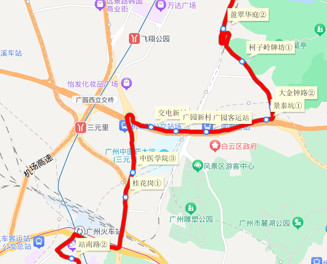 广州827公交站的线路图图片