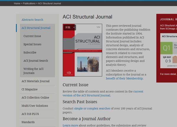 《ACI STRUCTURAL JOURNAL》杂志是几区？投稿周期几个月？ 知乎