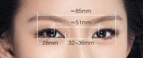 按照美学标准来讲,美丽的眼睛形态是:眼裂长度应为28～34毫米,宽为10