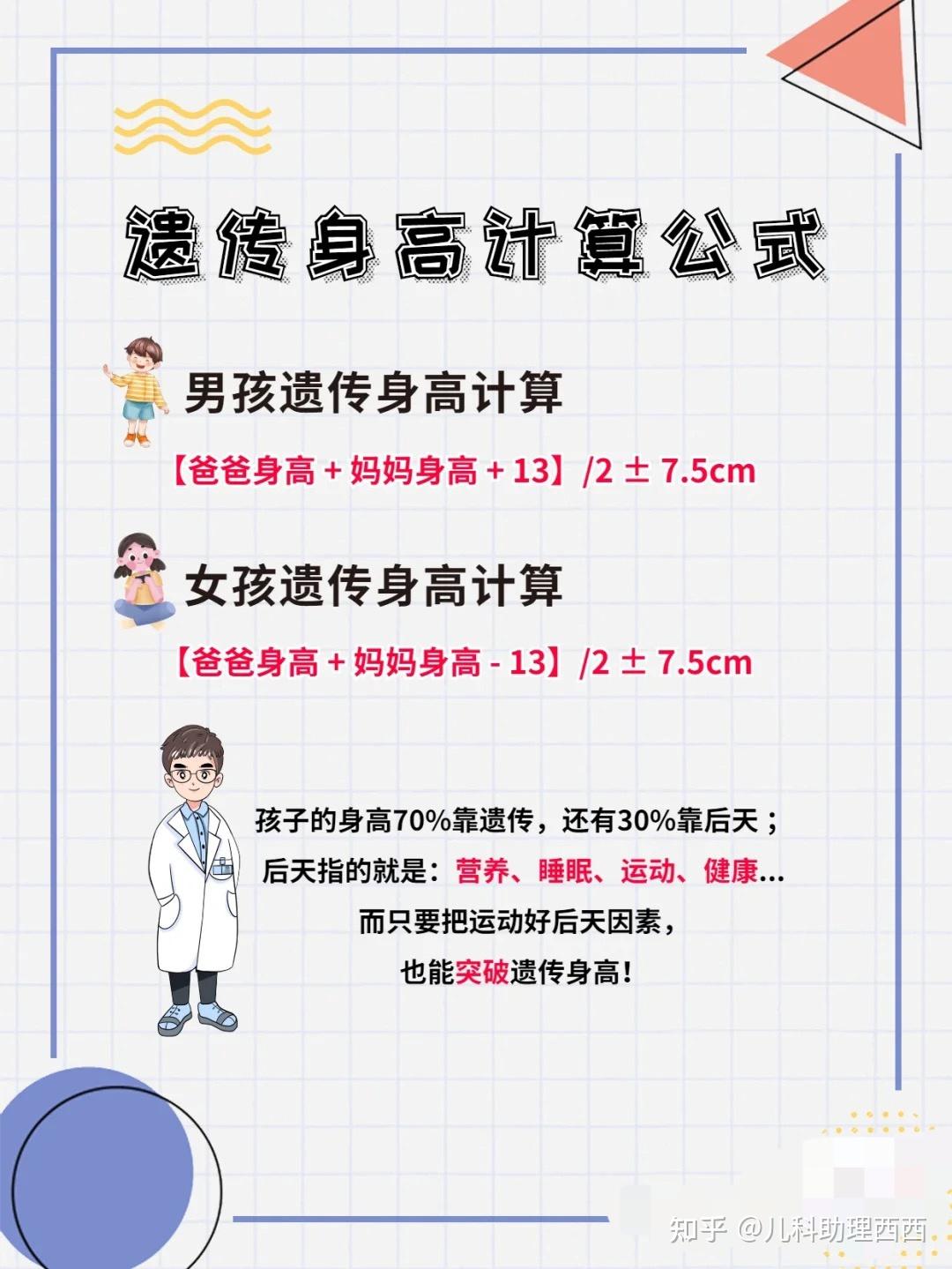 今天就给大家两个最新,最正规,最科学的遗传身高计算公式