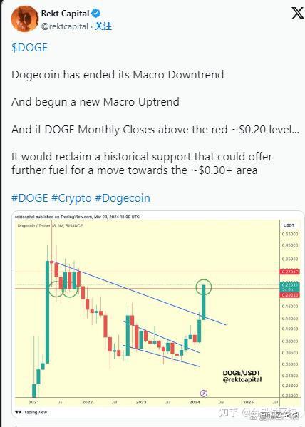 狗狗币doge价格飙升引发新的宏观上涨趋势预计上涨50