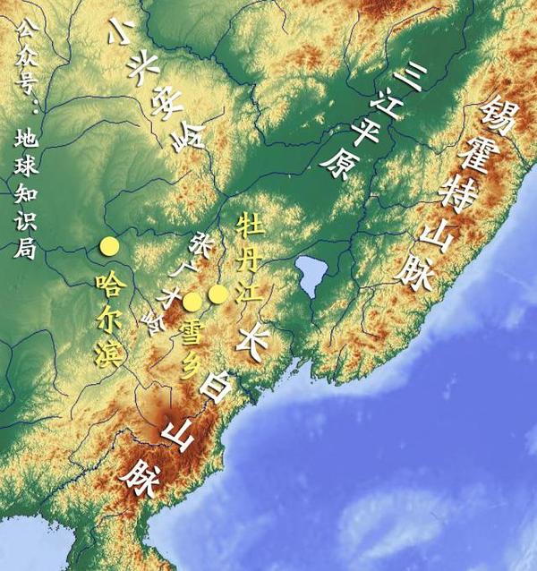 三江平原地形图图片