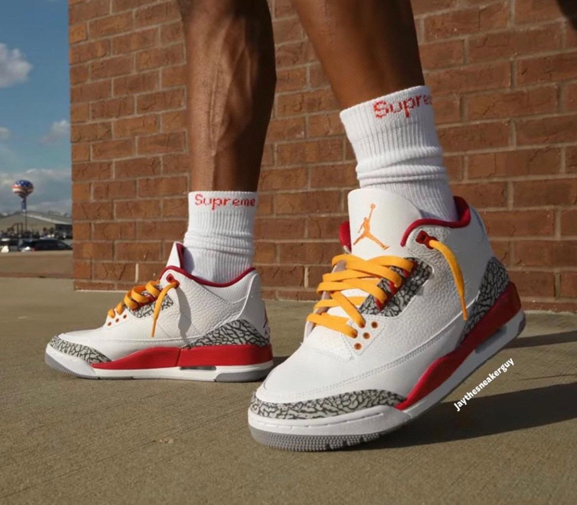 乔丹airjordan3retrocardinalred孔雀白酒红中帮篮球鞋