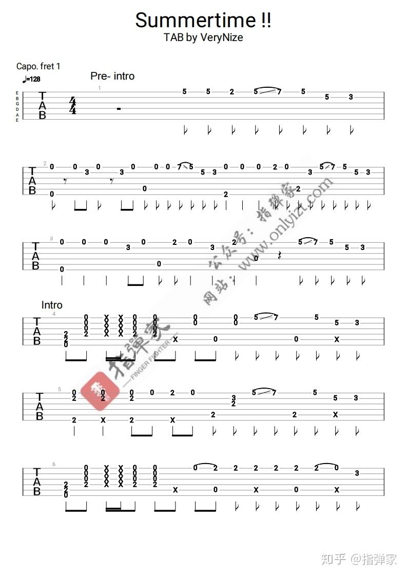 附谱summertime–麦吉吉他指弹独奏