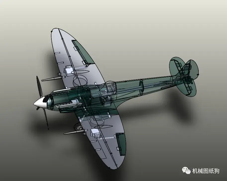 飞行模型spitfiremkxvi喷火式战斗机rc模型3d图纸solidworks设计