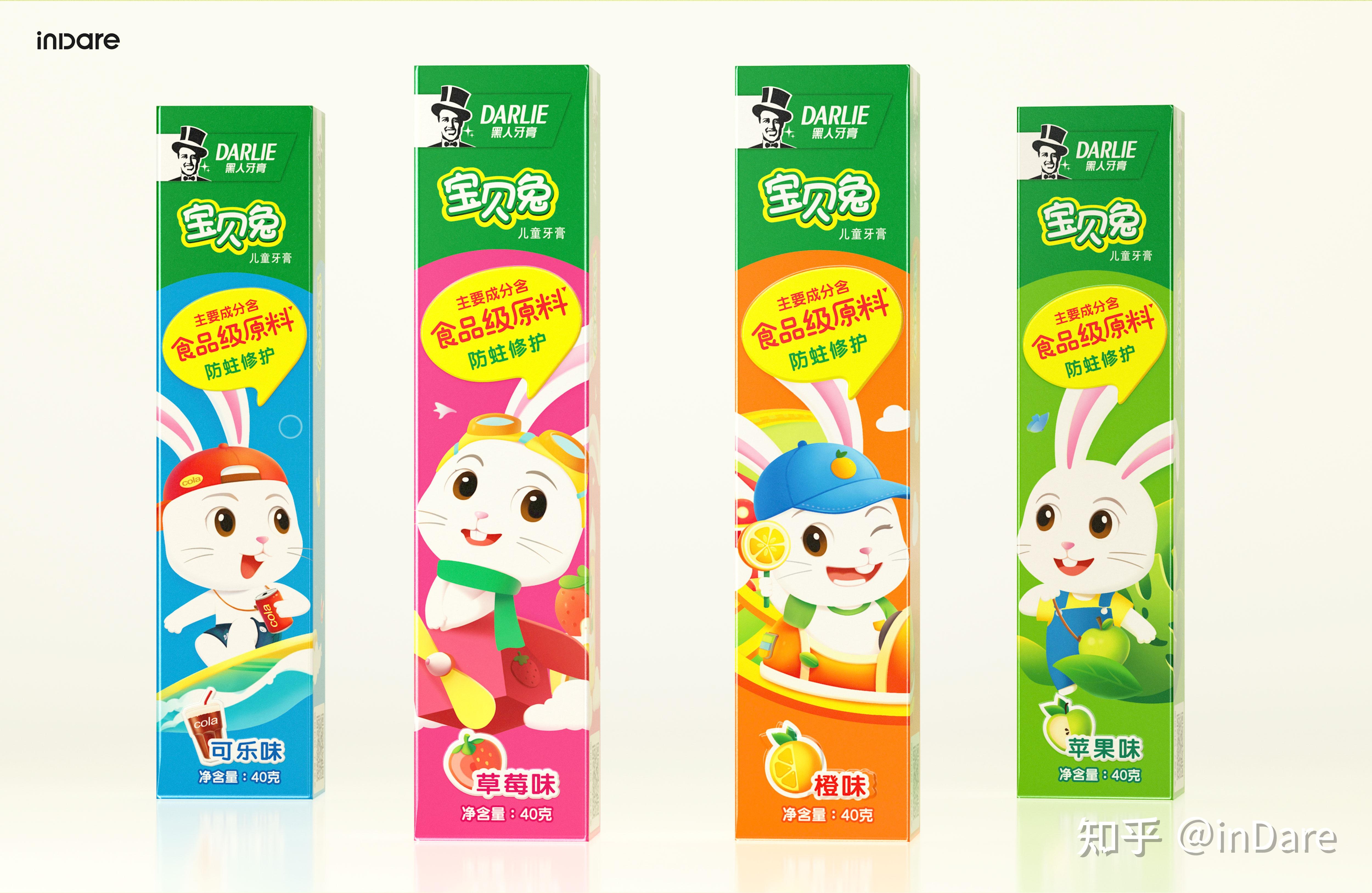 黑人70indare儿童牙膏bunny兔ip创意包装设计