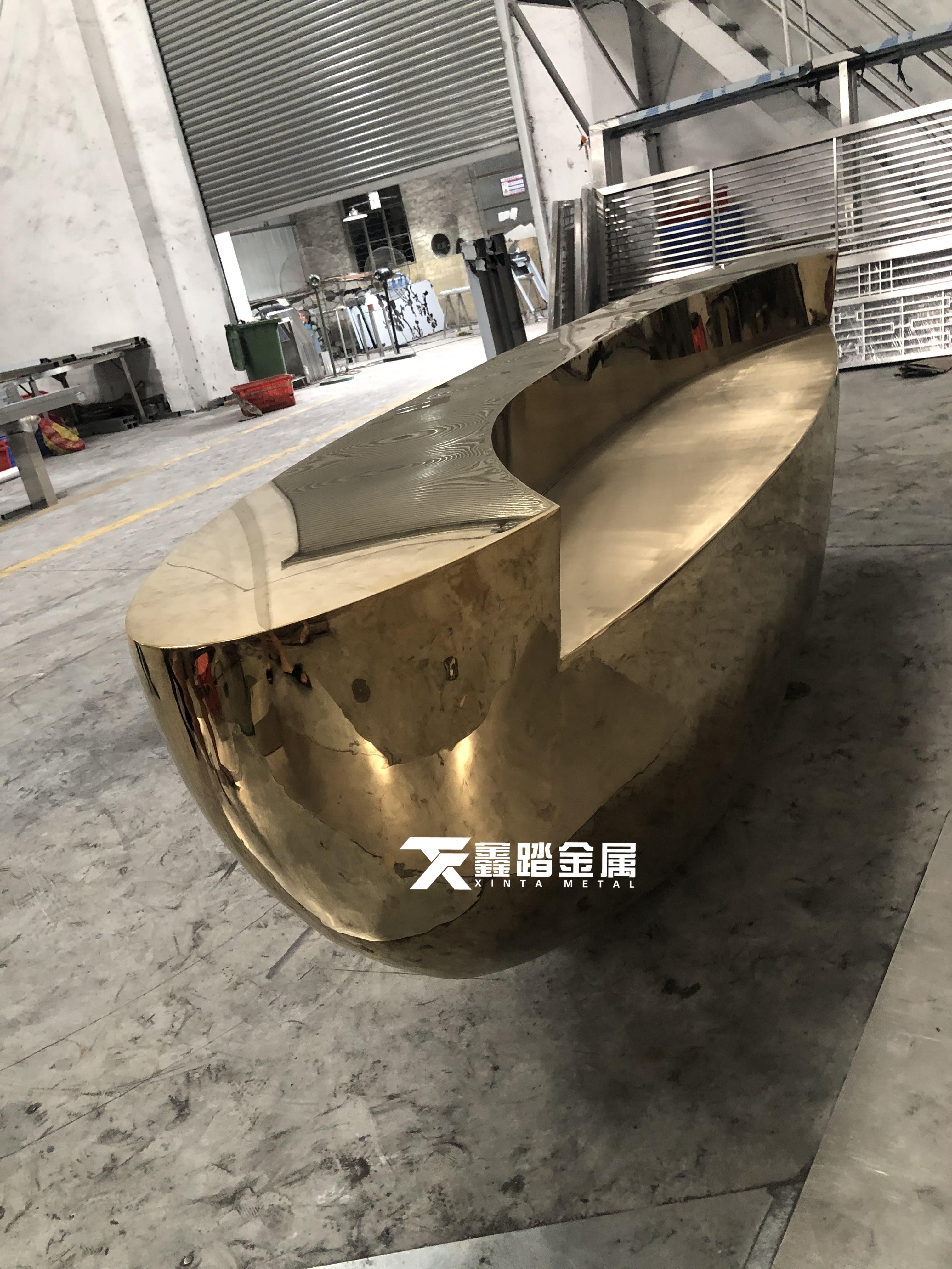 镜面钛金不锈钢弧形接待台