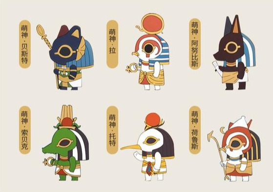 亡灵之神阿努比斯,河沼之神索贝克,守护神荷鲁斯及智慧神托特