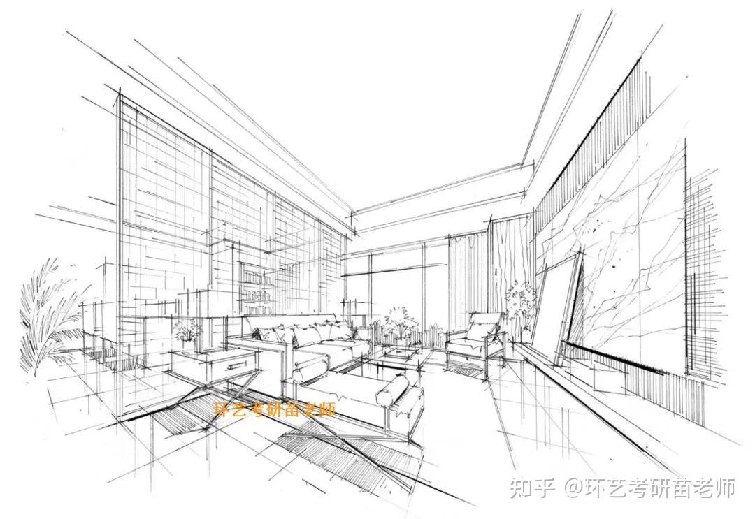 【透视系列教程】no4-8套家装客厅透视图合集