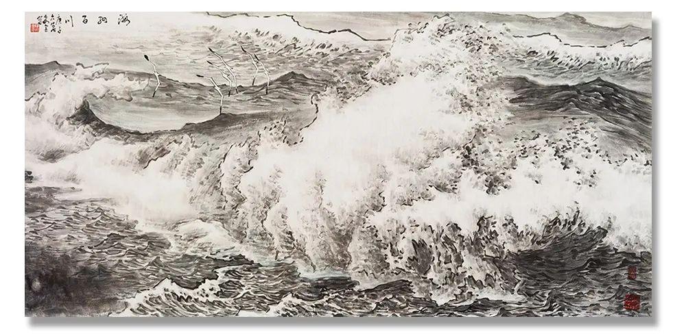 海纳百川  138x68cm生命的律动 138x68cm勇往直前  138x68cm岁月黄河