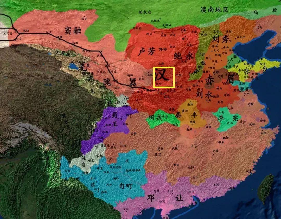 玄汉政府实际上只有黄色区域能指望得上,而且还得把关中本地豪族的