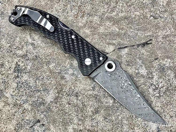 冷钢63nf night force 暗夜武力 德国dsc大马士革 碳纤维手柄 折刀