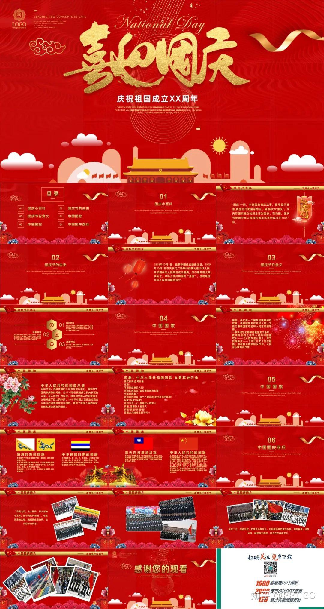 9套红色大气喜庆国庆ppt模板，国庆主题ppt来了 知乎