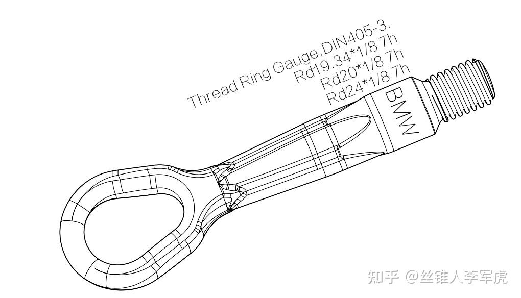 BMW宝马脱钩套和拖车钩圆弧螺纹用Rd19.34/Rd20/Rd24×1/8 7h螺纹环规,螺纹塞规,丝锥,滚牙轮.