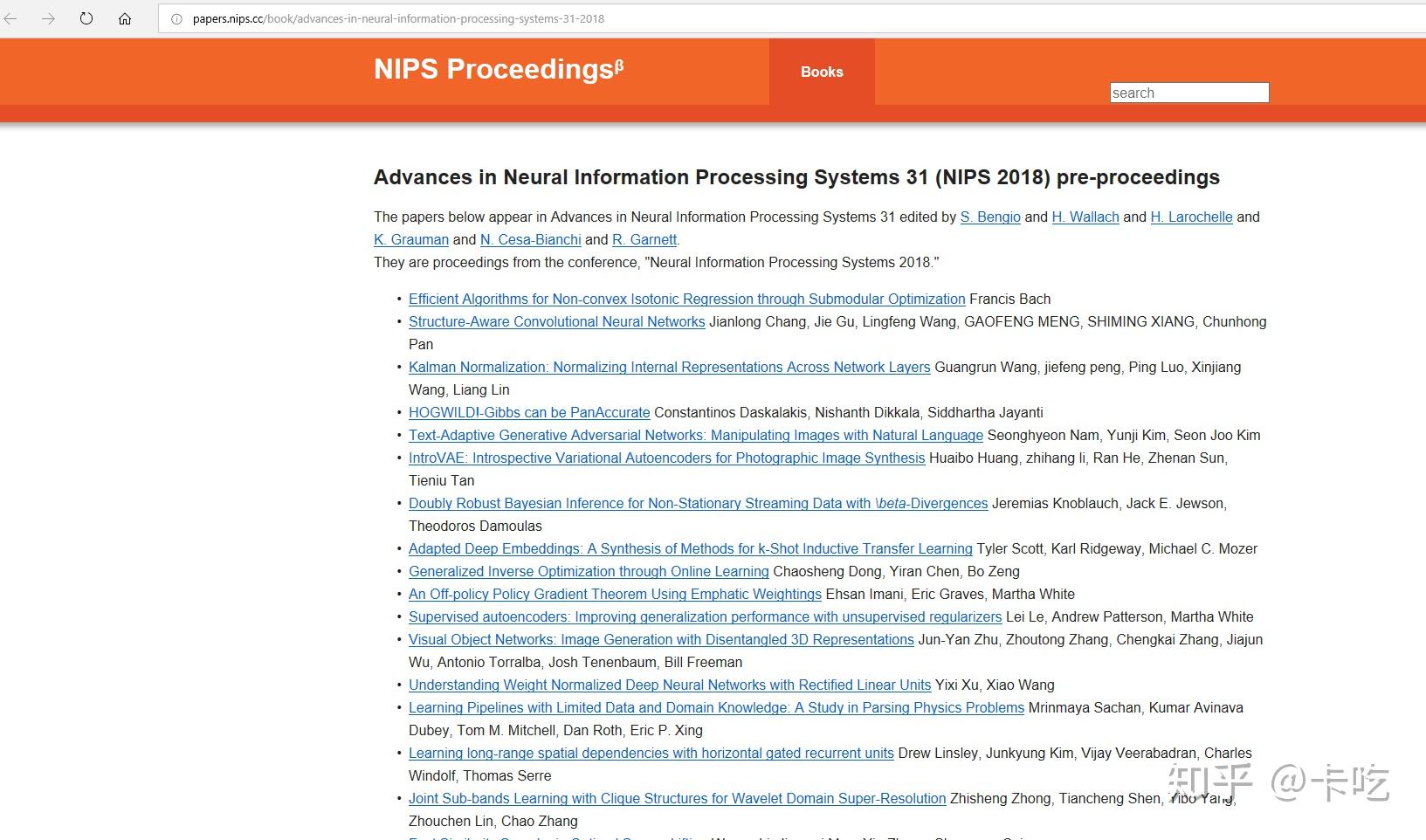 NeurIPS 2018 Paper List 知乎