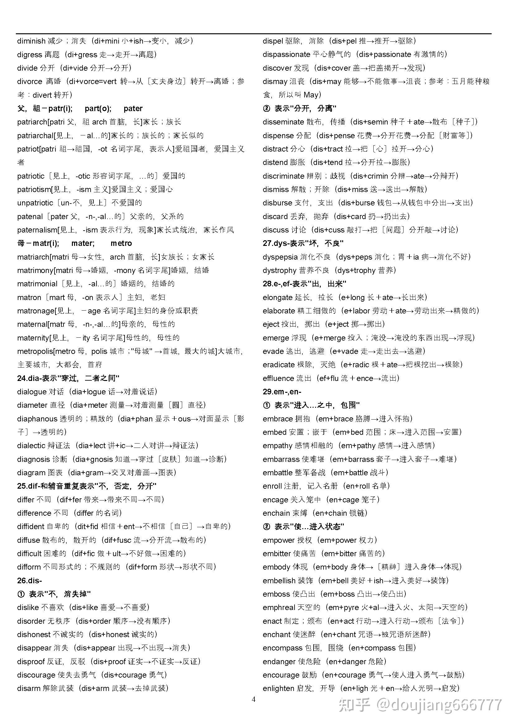 词根词缀记忆法(全)共100页pdf - 知乎