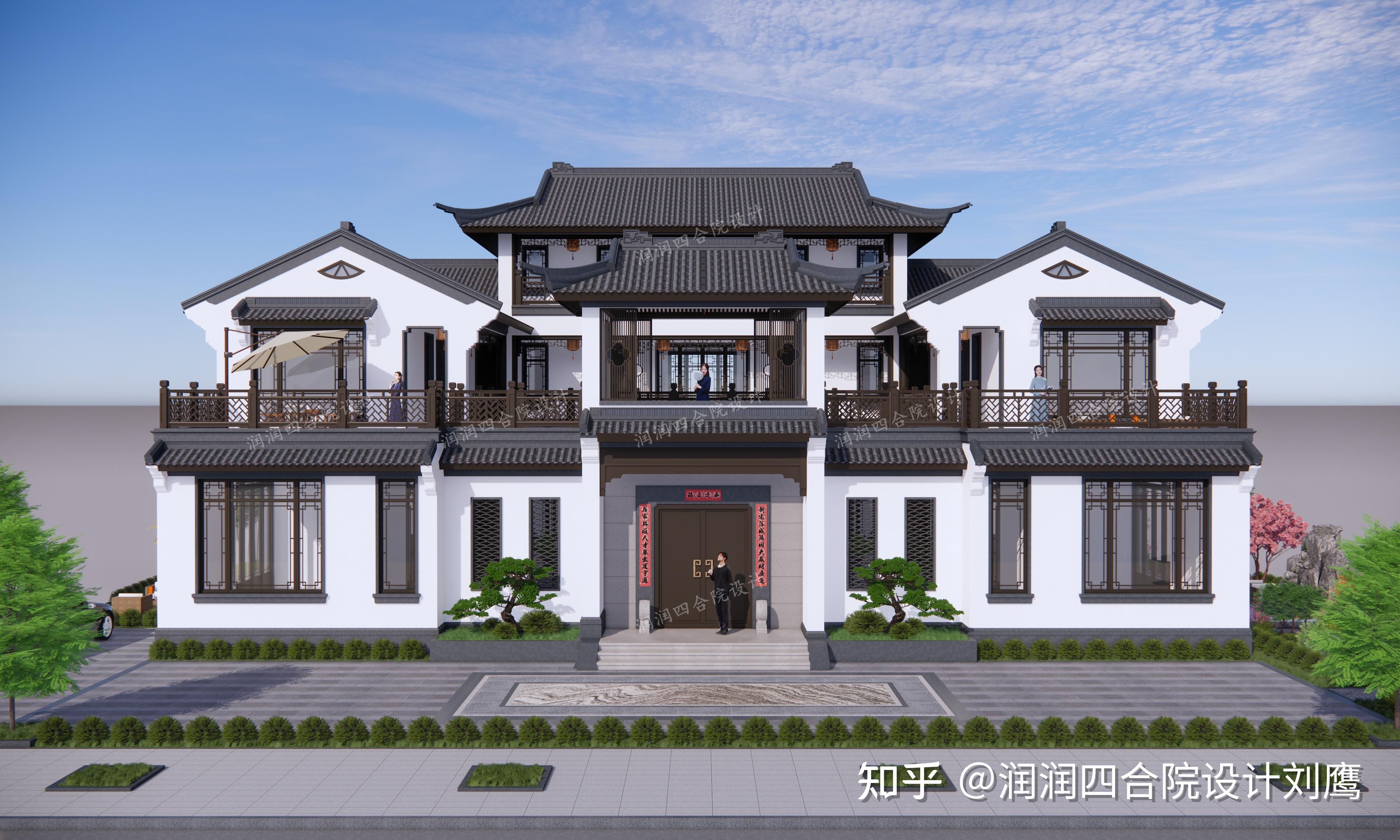 润润四合院设计刘鹰:兄弟双拼三层四合院24×18:每人一边,各自楼梯厨餐,共用中堂 - 知乎