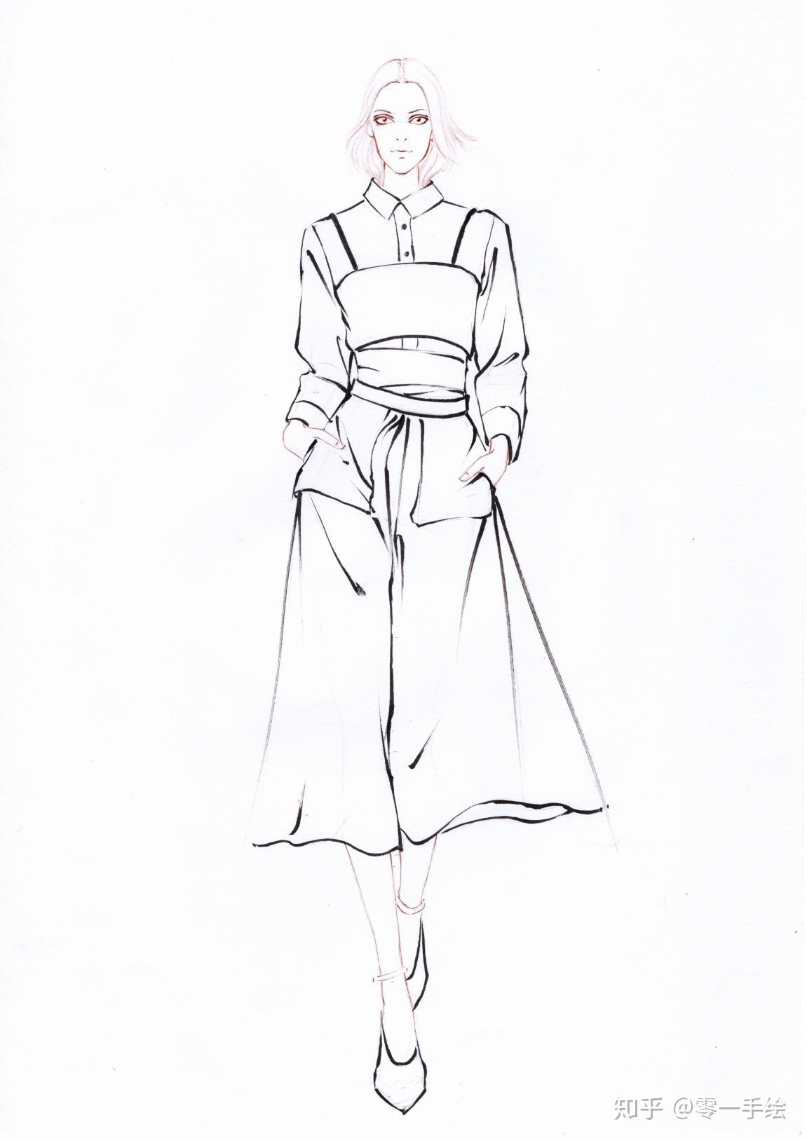 手绘时装画马克笔线稿