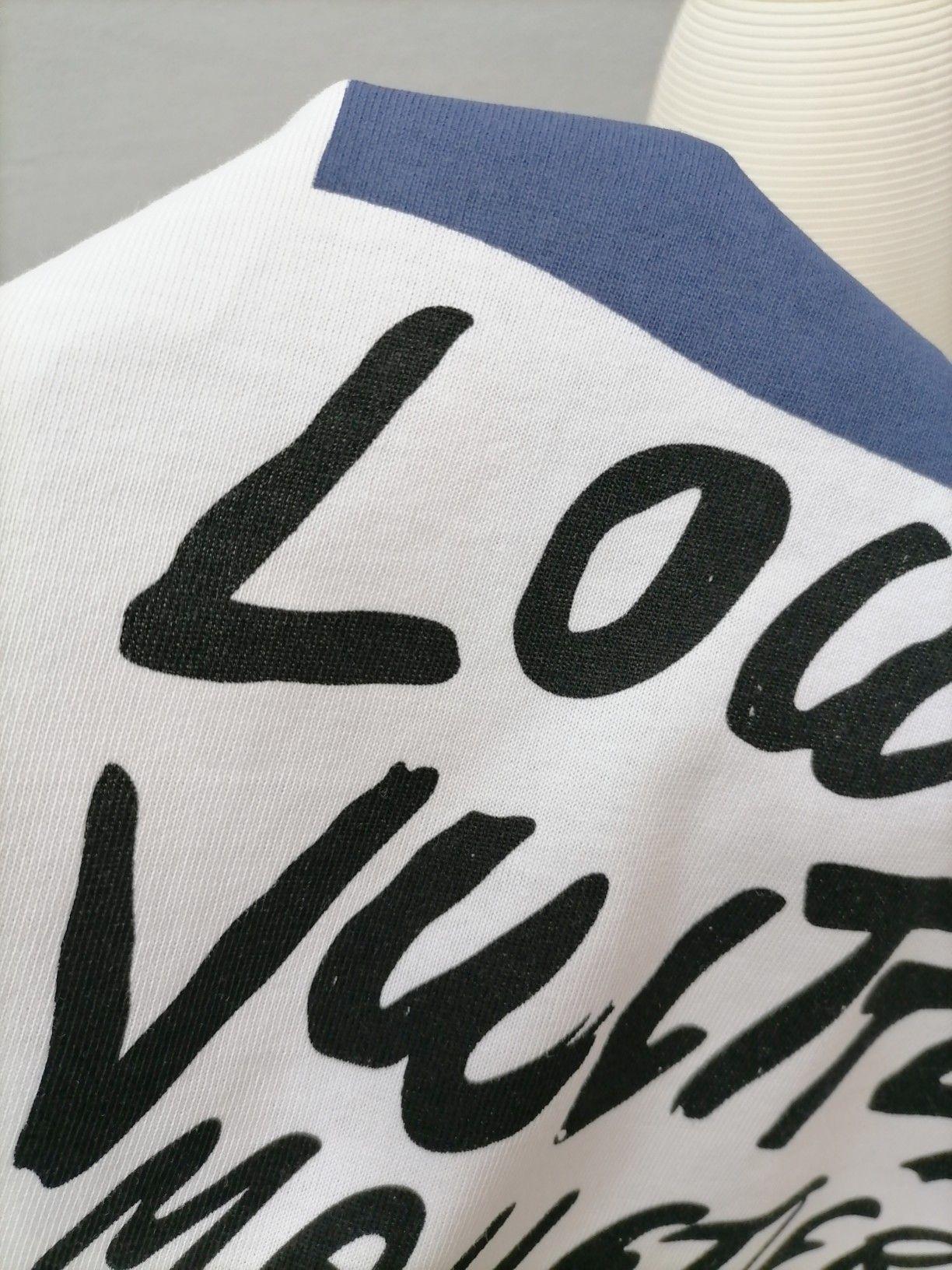 louisvuittonlv2022ss新款限量蓝色水印涂鸦短袖