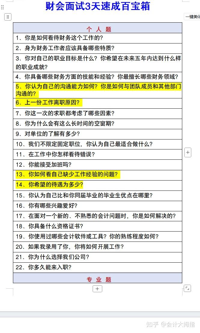 一文教会你财务面试问题及回答思路!百变不离其宗,附财务面试百宝箱+财务面试常见问题+财务面试应对技巧 - 知乎