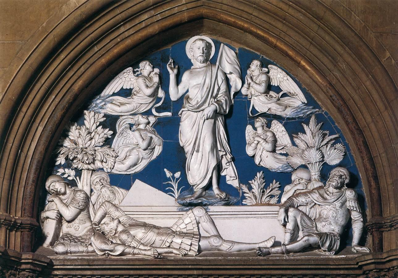 文艺复兴早期雕塑大家:卢卡61德拉61罗比亚:釉料彩陶,蓝白色的