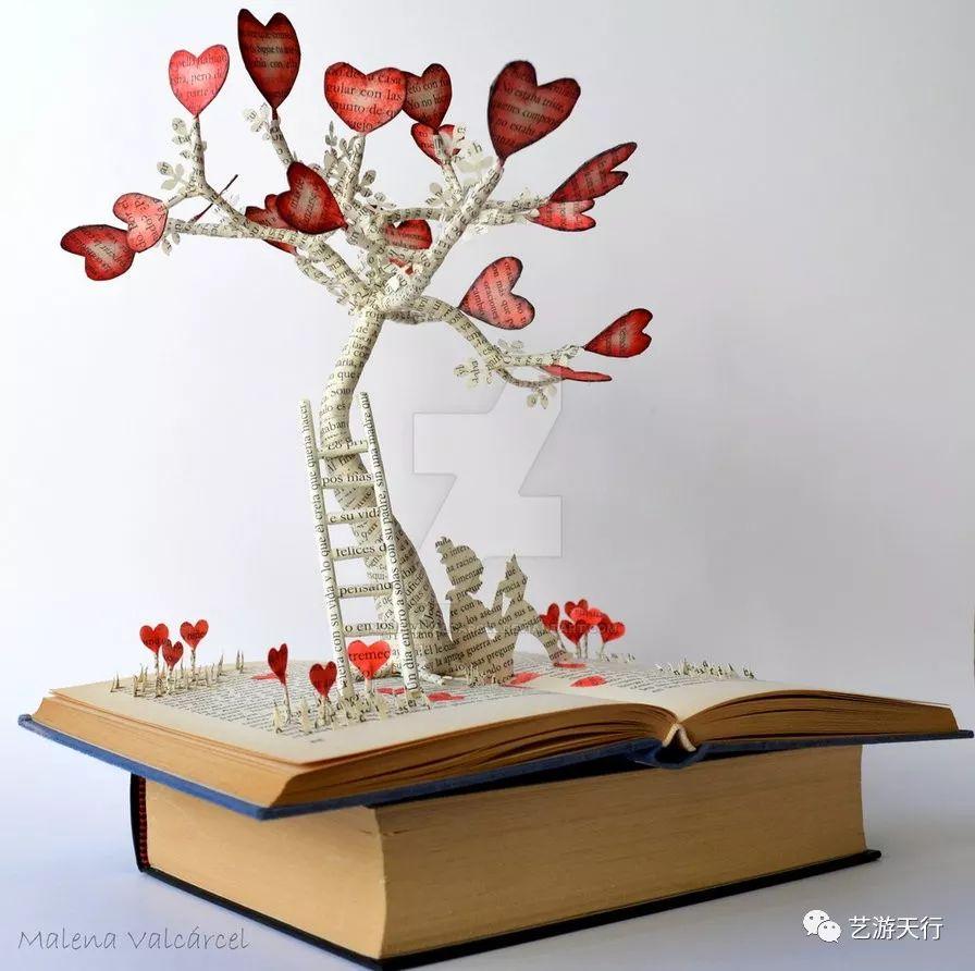 手工丨malenavalcárcel的书籍魔法立体剪纸系列