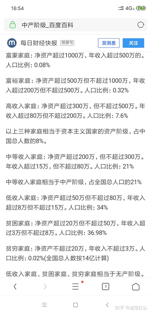 但如果中产阶级标准是北京大土豆说的年收入100万也就刚过贫困线的话