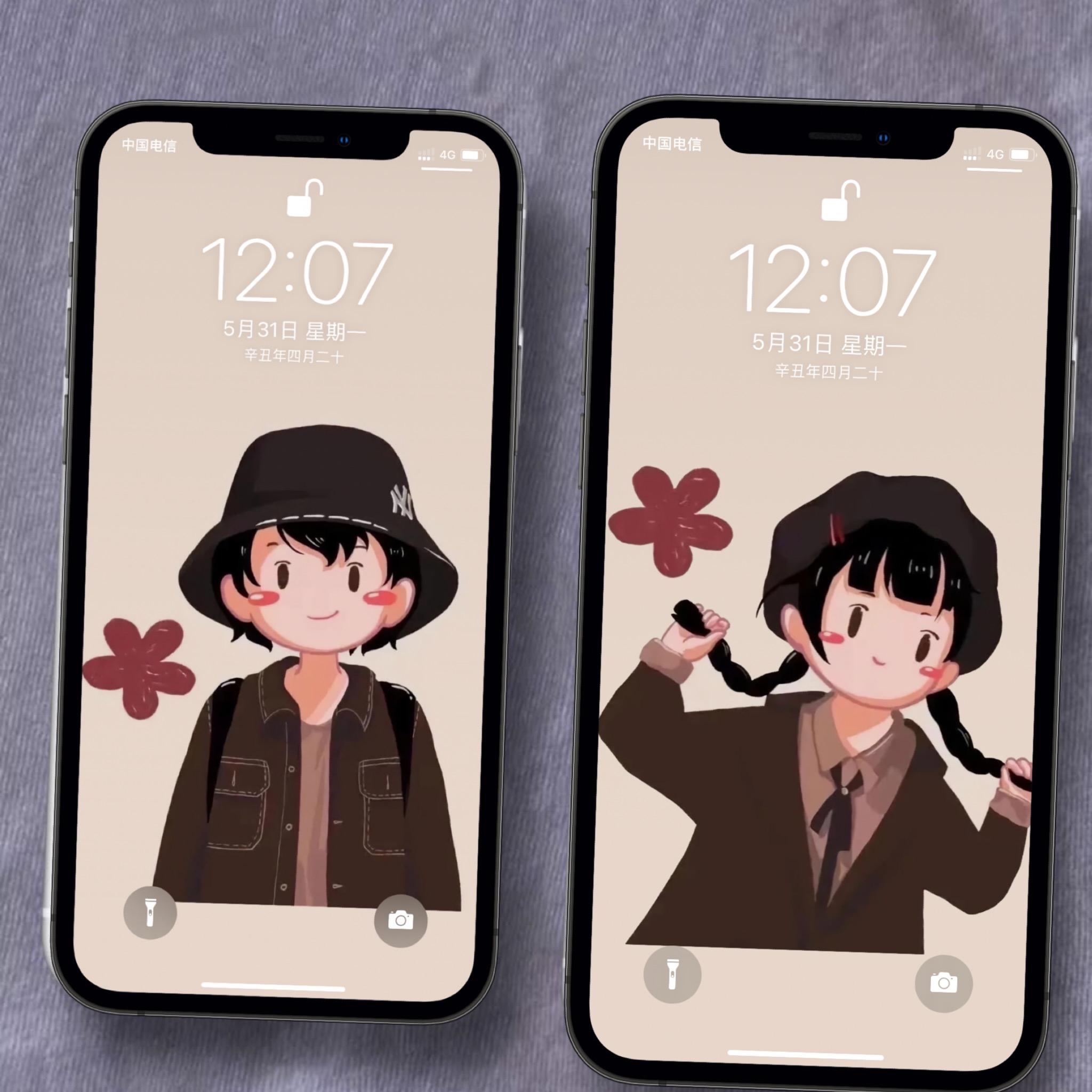 小众插画壁纸欧美几乎完美的壁纸ins简约情侣壁纸情侣朋友圈封面图片