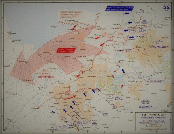 坦能堡战役中俄军进攻路线