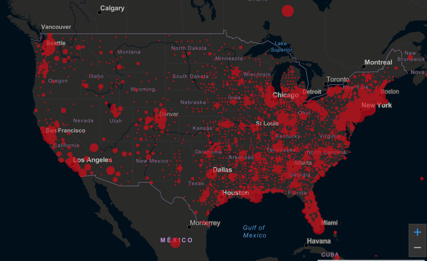 美国疫情地图实时更新图片