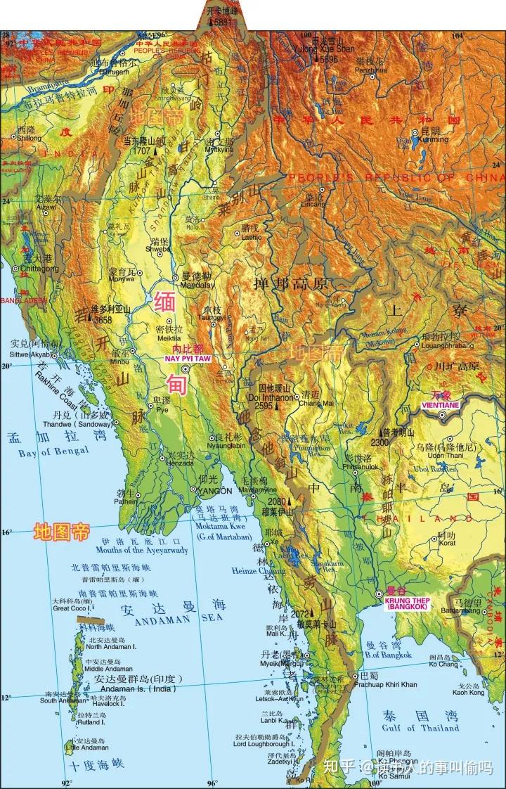 滇缅边界地形地势地图