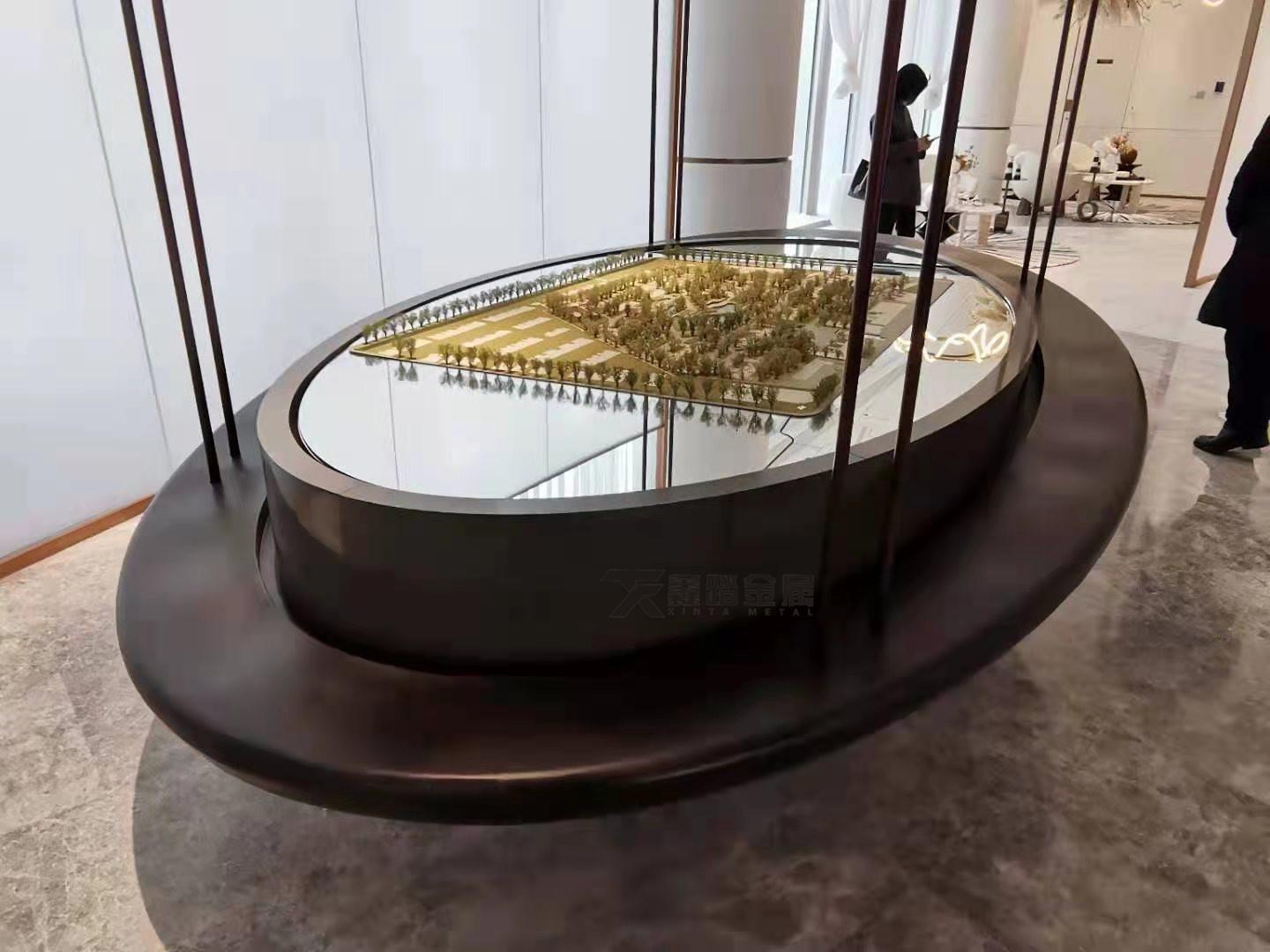 售楼部304不锈钢沙盘,曲面造型模型沙盘和谐装饰