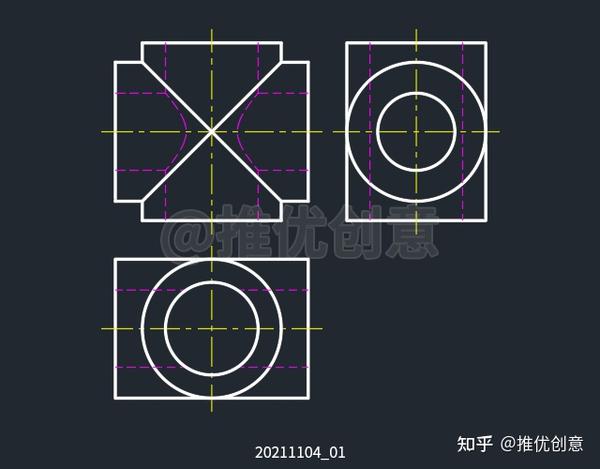 圆柱与圆柱相贯三视图图片