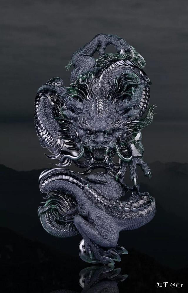 翡翠玉雕大龙牌霸气威武神秘的龙图腾与翡翠结合效果奇幻