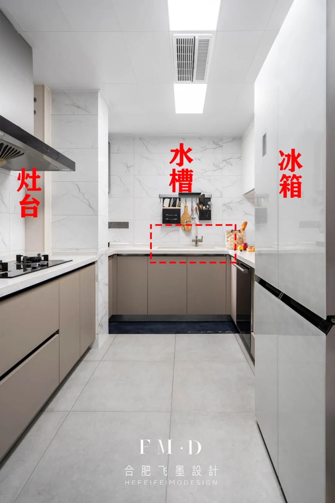 水槽位置的选择,涉及到厨房的动线规划:根据下厨动线,不管是什么样的