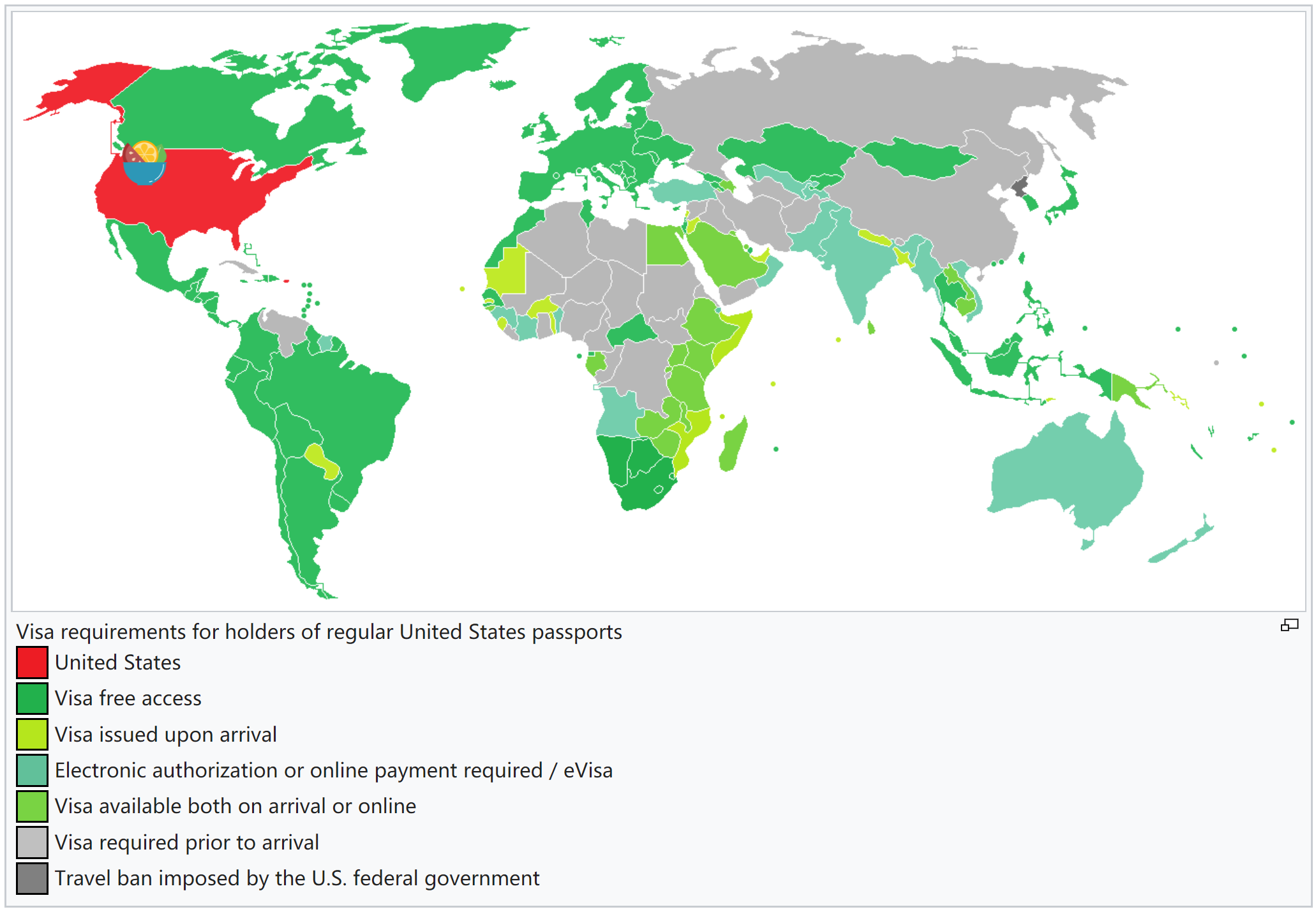 到目前为止,美国人有多少个国家免签证