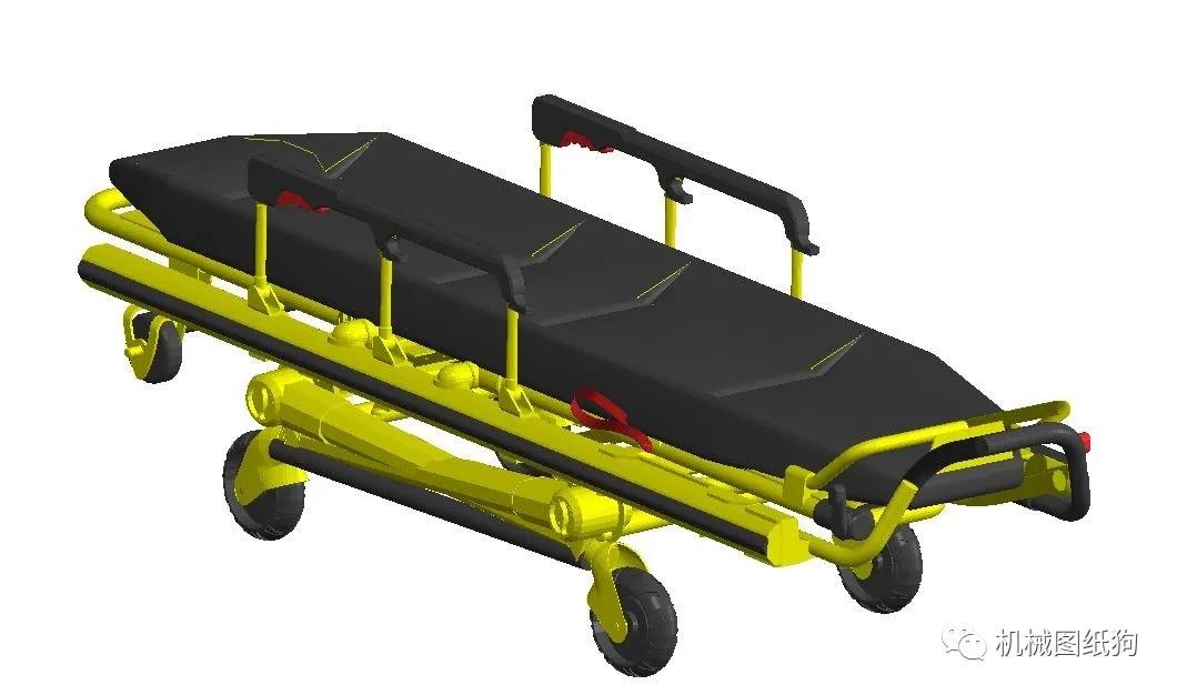 醫療器材stretcherambulance救護擔架簡易模型3d圖紙solidworks設計