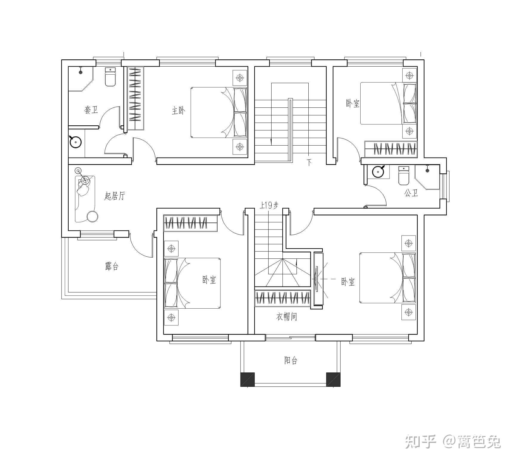 【别墅设计】占地120平米两层现代中式别墅 带大露台 带阁楼可以当