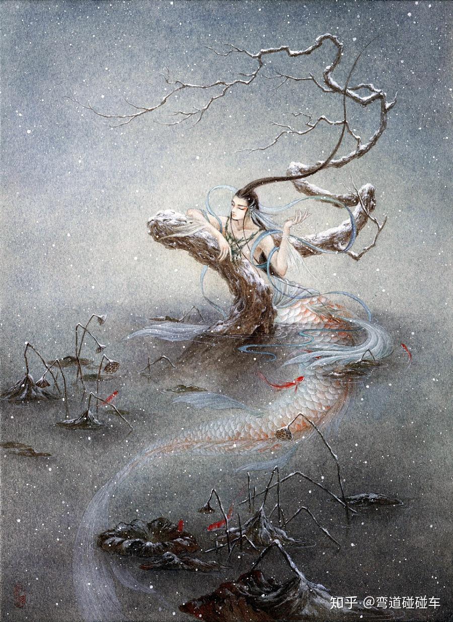 中国神话里传说,生活在南海的鲛女在月圆之夜望月而泣,泪水变成了珍珠