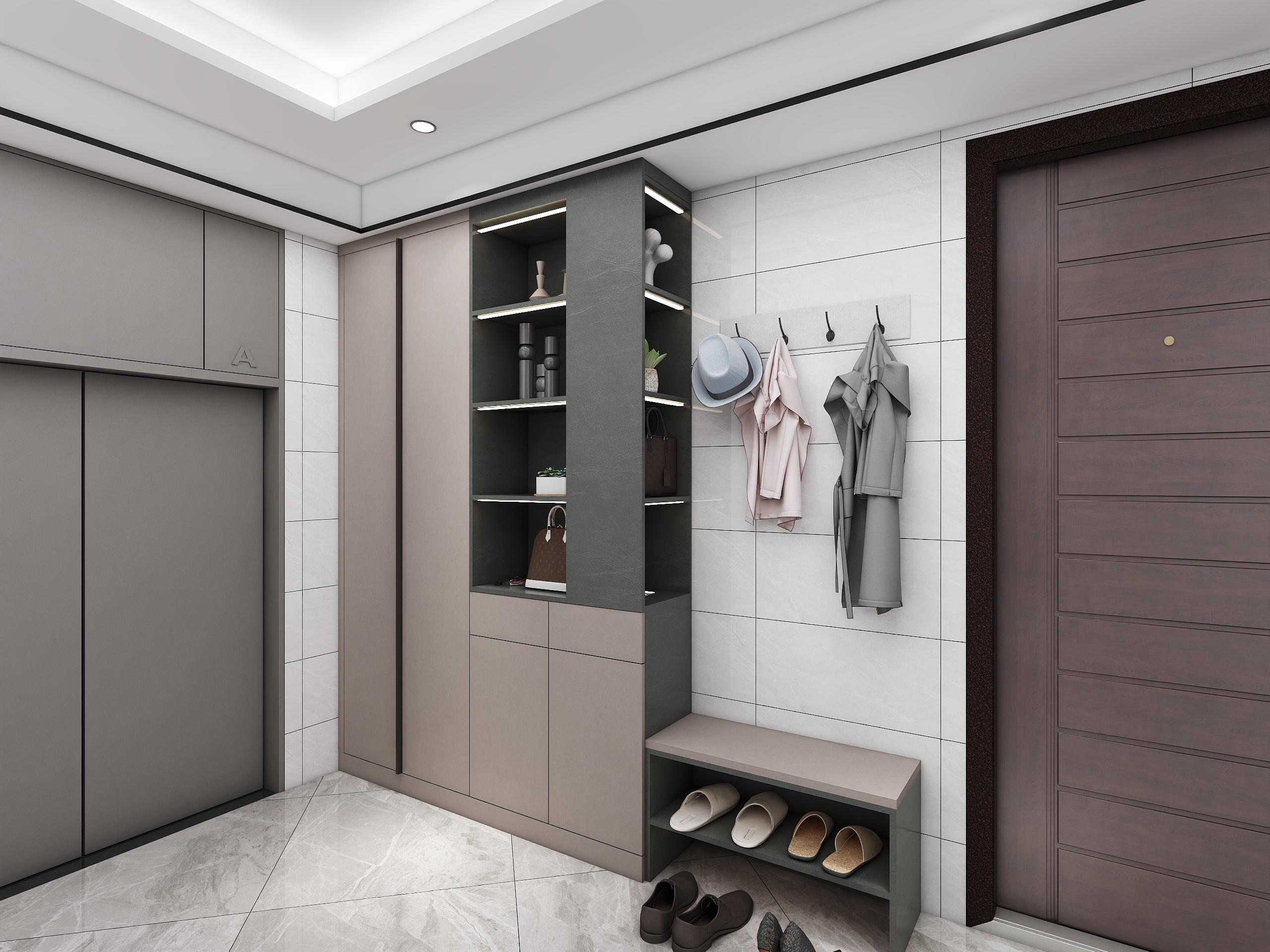 装修设计时尚舒适玄关柜定制图例实现收纳与装饰