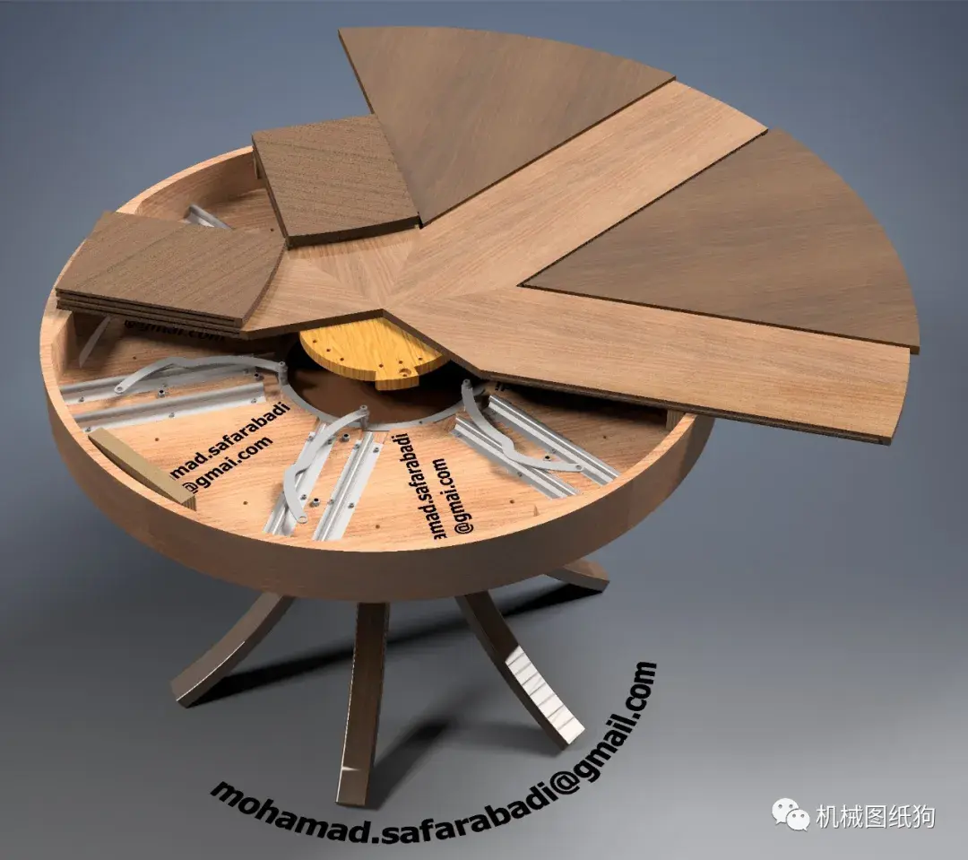 精巧机构可扩展的旋转开合式桌子3d图纸inventorsolidworksstp